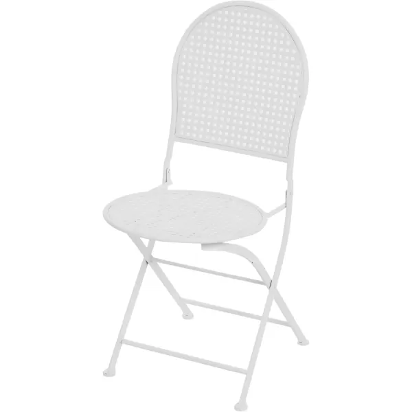 imageCreative CoOp Metal Cane Outdoor Bistro Patio Set with Table and 2 Folding Chairs White Set of 3 PiecesWhite