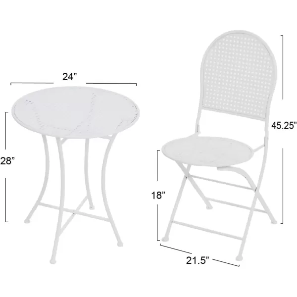 imageCreative CoOp Metal Cane Outdoor Bistro Patio Set with Table and 2 Folding Chairs White Set of 3 PiecesWhite