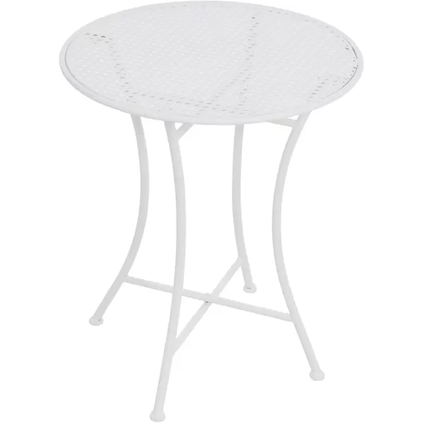 imageCreative CoOp Metal Cane Outdoor Bistro Patio Set with Table and 2 Folding Chairs White Set of 3 PiecesWhite