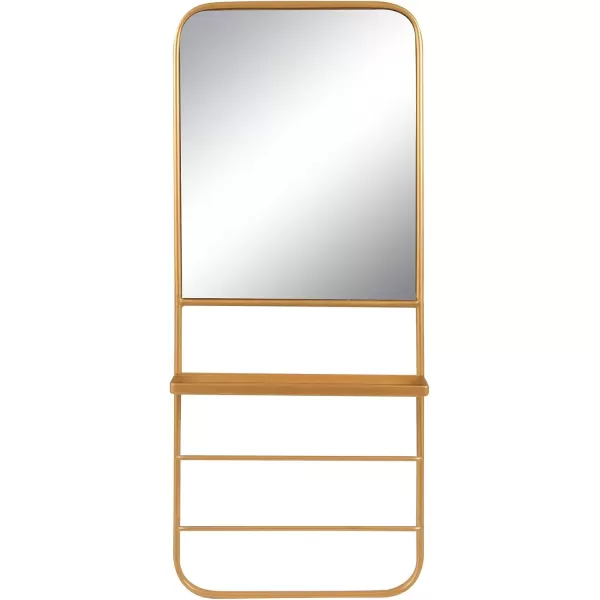 imageCreative CoOp Metal Framed Wall Mirror with Shelf and 2 Rods Gold