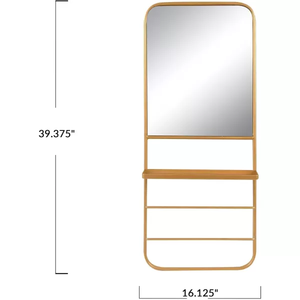 imageCreative CoOp Metal Framed Wall Mirror with Shelf and 2 Rods Gold