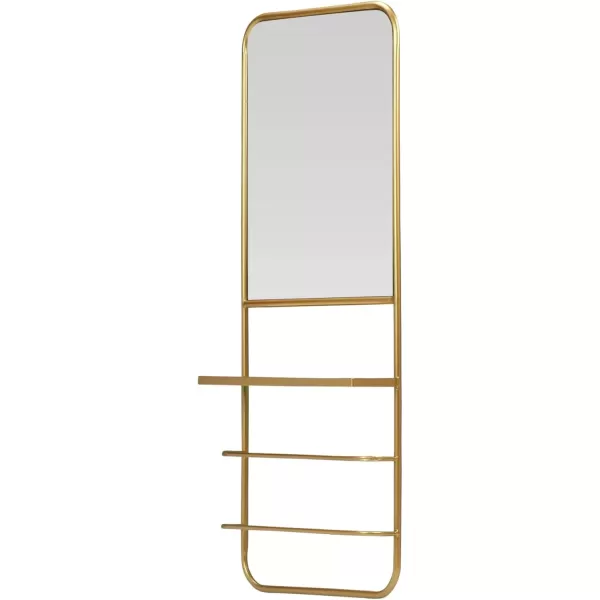imageCreative CoOp Metal Framed Wall Mirror with Shelf and 2 Rods Gold