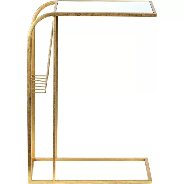 imageCreative CoOp Metal Side Table with Magazine Rack and Glass Top Gold
