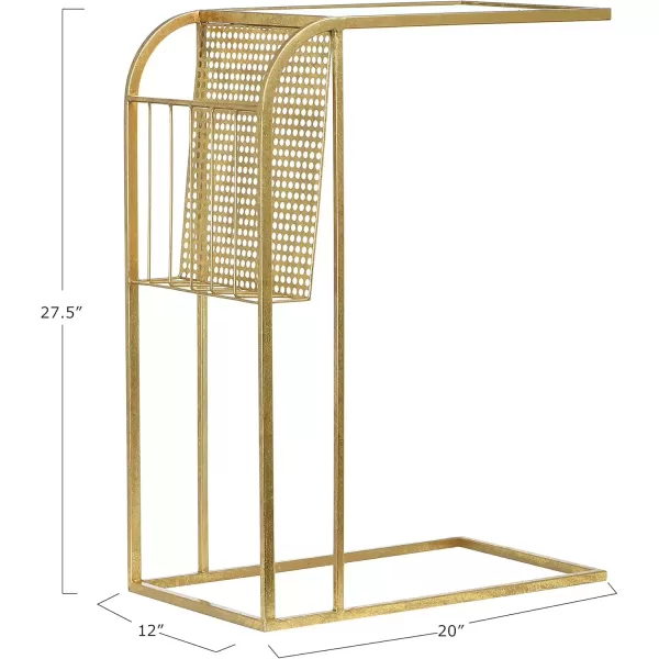 imageCreative CoOp Metal Side Table with Magazine Rack and Glass Top Gold