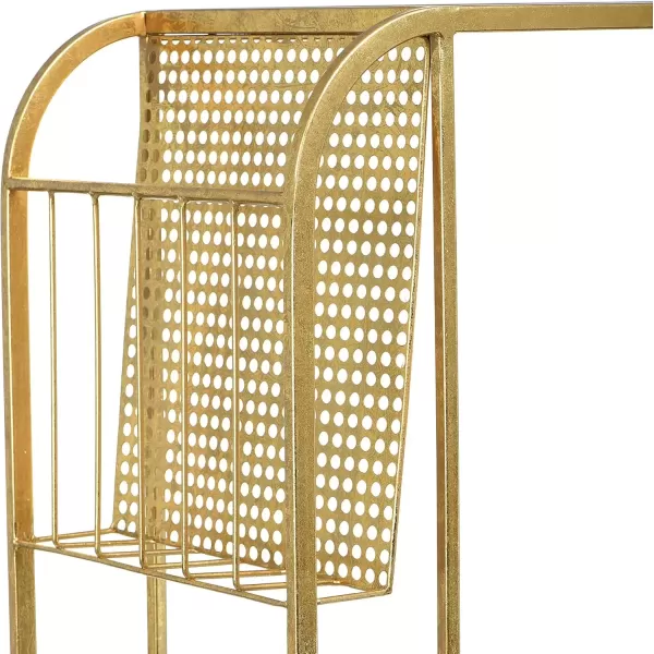 imageCreative CoOp Metal Side Table with Magazine Rack and Glass Top Gold