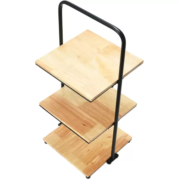 imageCreative CoOp Modern Decorative 3 Shelves Solid Wood Kitchen Coffee or Tea Station and Plant Holder Black Tiered TrayBlack