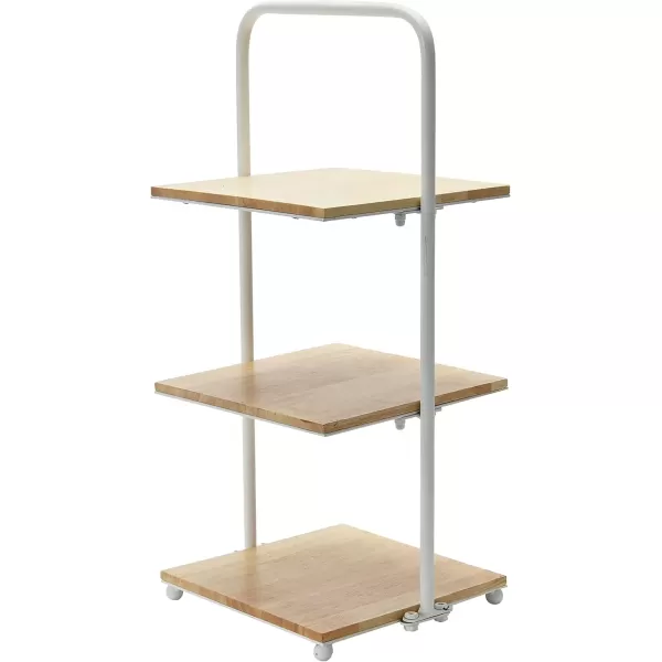 imageCreative CoOp Modern Decorative 3 Shelves Solid Wood Kitchen Coffee or Tea Station and Plant Holder Black Tiered TrayWhite