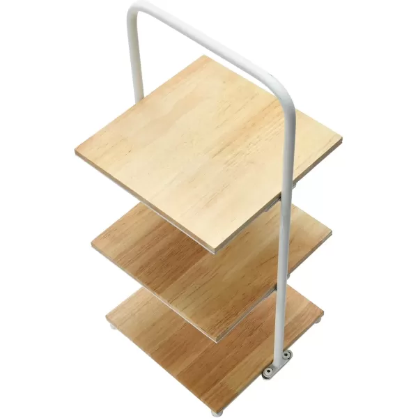 imageCreative CoOp Modern Decorative 3 Shelves Solid Wood Kitchen Coffee or Tea Station and Plant Holder Black Tiered TrayWhite