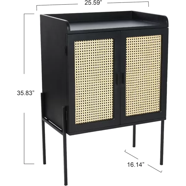 imageCreative CoOp Modern Wood and Metal Cane Panels White Bar CabinetBlack Finish