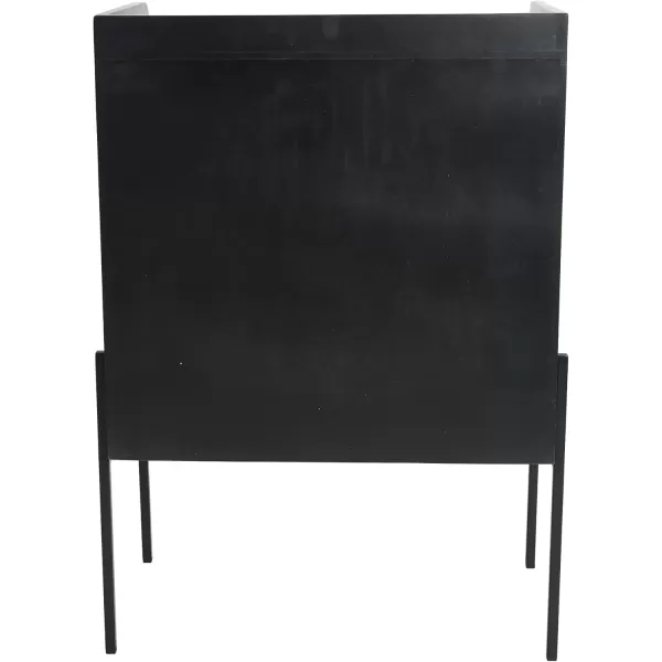 imageCreative CoOp Modern Wood and Metal Cane Panels White Bar CabinetBlack Finish