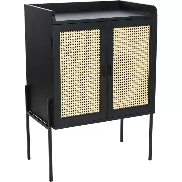 imageCreative CoOp Modern Wood and Metal Cane Panels White Bar CabinetBlack Finish