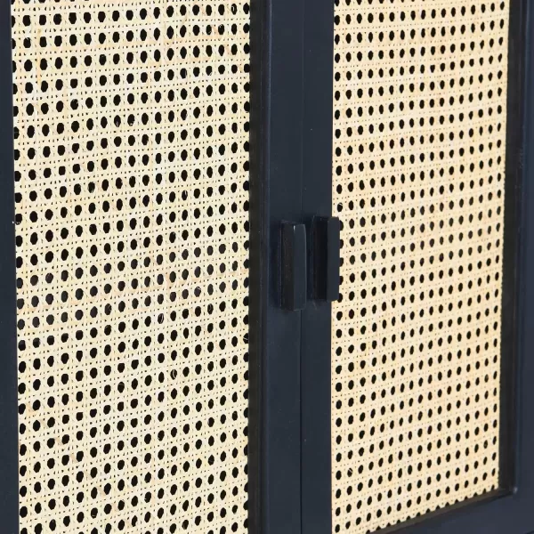 imageCreative CoOp Modern Wood and Metal Cane Panels White Bar CabinetBlack Finish