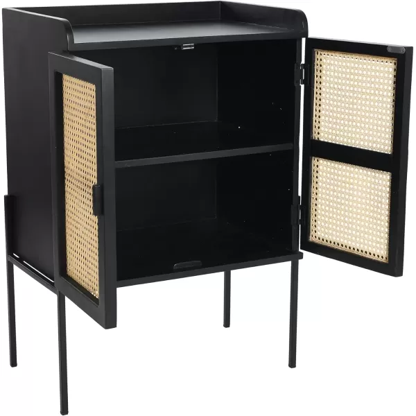 imageCreative CoOp Modern Wood and Metal Cane Panels White Bar CabinetBlack Finish