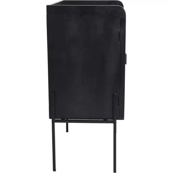 imageCreative CoOp Modern Wood and Metal Cane Panels White Bar CabinetBlack Finish