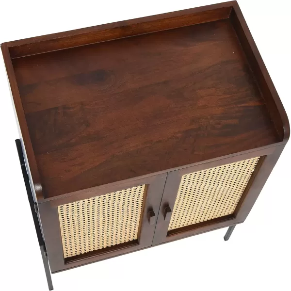imageCreative CoOp Modern Wood and Metal Cane Panels White Bar CabinetWalnut
