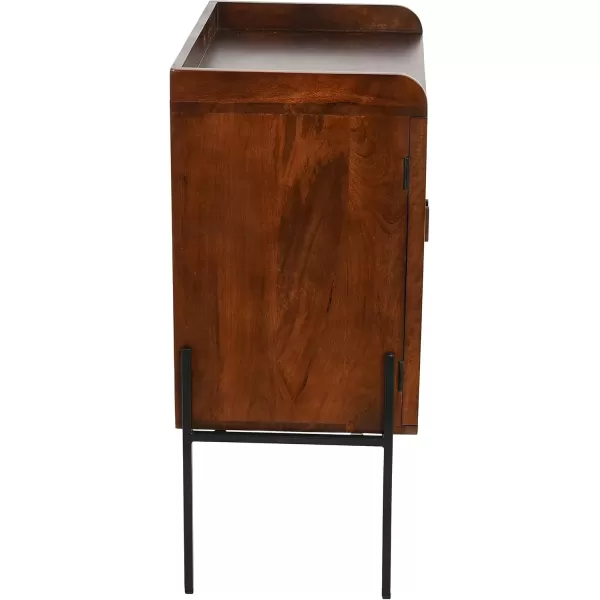 imageCreative CoOp Modern Wood and Metal Cane Panels White Bar CabinetWalnut