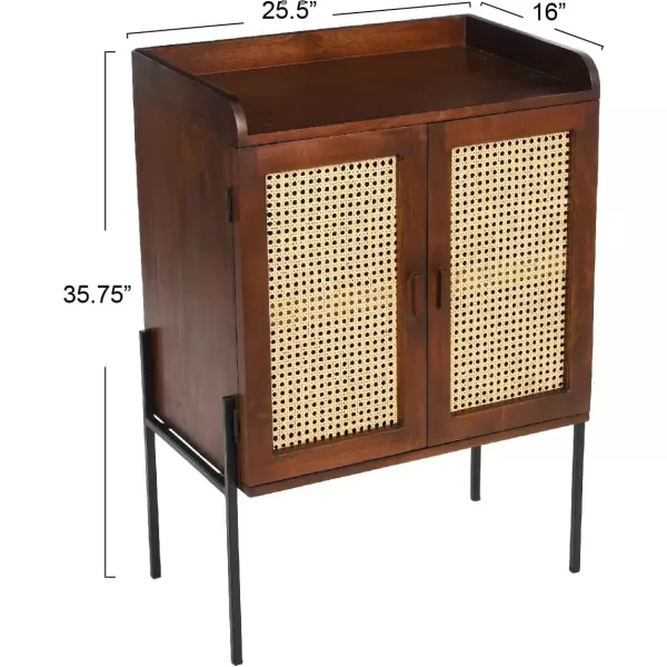 imageCreative CoOp Modern Wood and Metal Cane Panels White Bar CabinetWalnut
