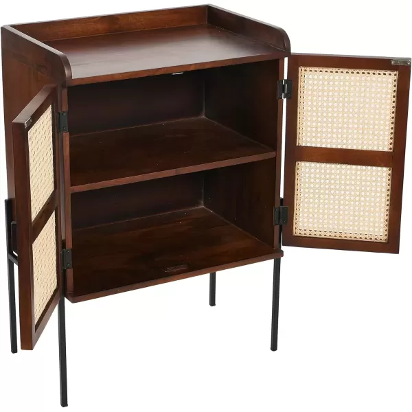 imageCreative CoOp Modern Wood and Metal Cane Panels White Bar CabinetWalnut