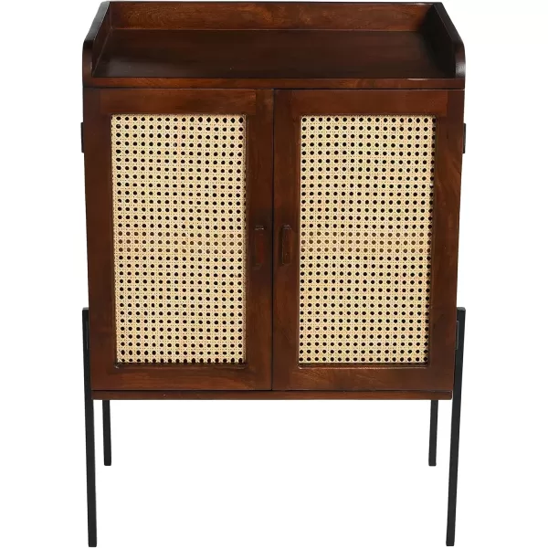 imageCreative CoOp Modern Wood and Metal Cane Panels White Bar CabinetWalnut