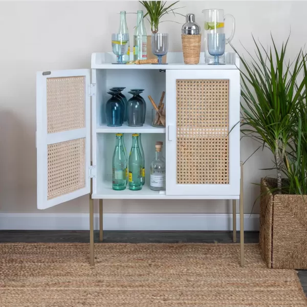 imageCreative CoOp Modern Wood and Metal Cane Panels White Bar CabinetWhite
