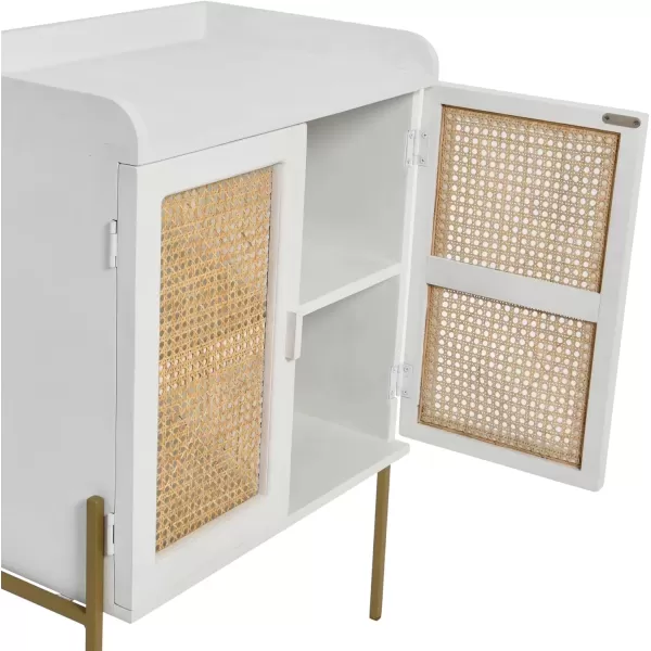 imageCreative CoOp Modern Wood and Metal Cane Panels White Bar CabinetWhite