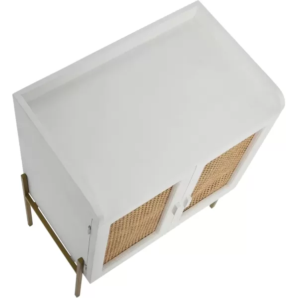 imageCreative CoOp Modern Wood and Metal Cane Panels White Bar CabinetWhite