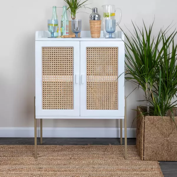 imageCreative CoOp Modern Wood and Metal Cane Panels White Bar CabinetWhite