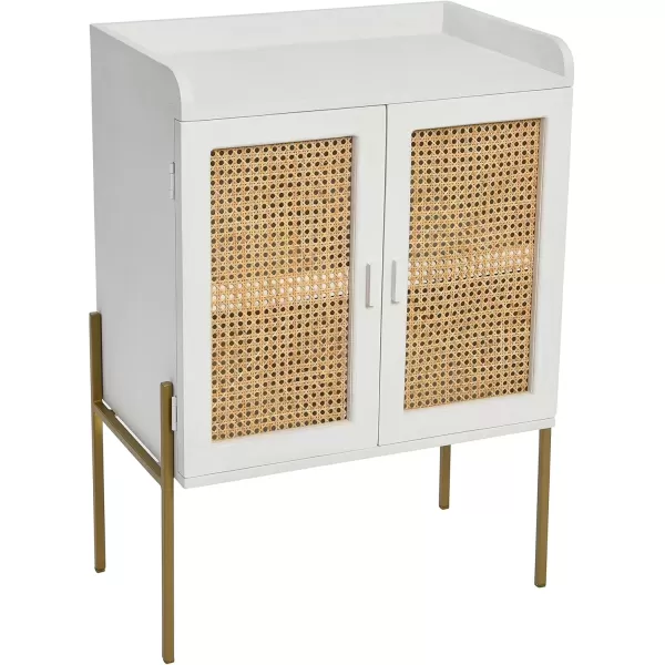 imageCreative CoOp Modern Wood and Metal Cane Panels White Bar CabinetWhite