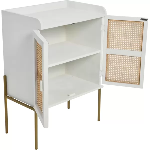 imageCreative CoOp Modern Wood and Metal Cane Panels White Bar CabinetWhite
