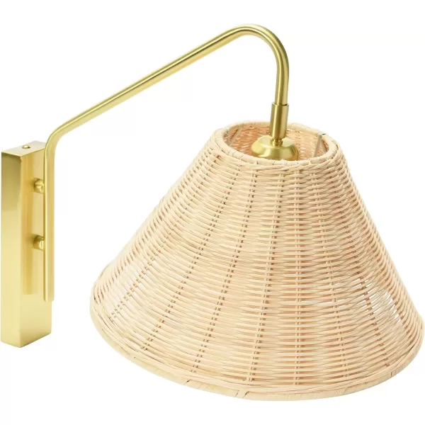 imageCreative CoOp Rattan and Metal Wall Sconce Satin NickleBrushed Brass