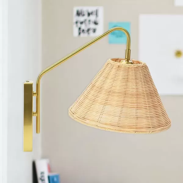 imageCreative CoOp Rattan and Metal Wall Sconce Satin NickleBrushed Brass