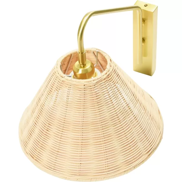 imageCreative CoOp Rattan and Metal Wall Sconce Satin NickleBrushed Brass