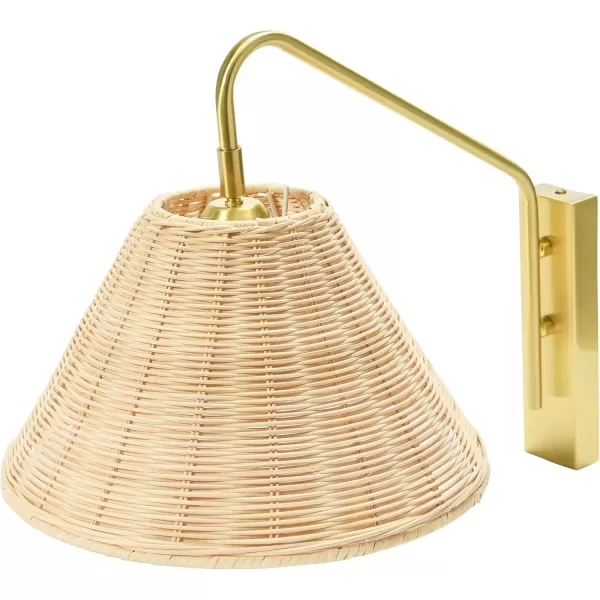imageCreative CoOp Rattan and Metal Wall Sconce Satin NickleBrushed Brass