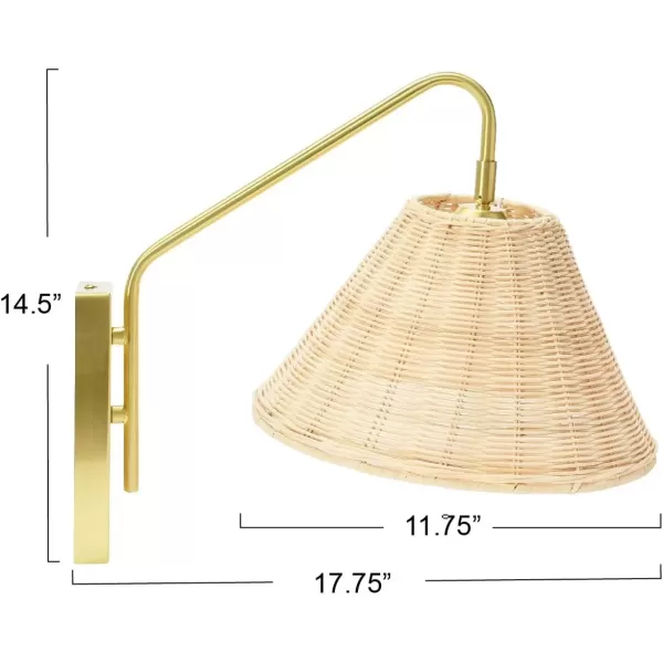 imageCreative CoOp Rattan and Metal Wall Sconce Satin NickleBrushed Brass