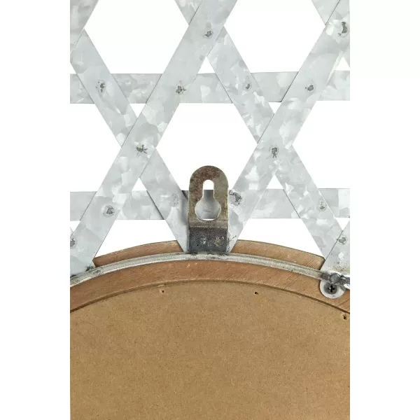 imageCreative CoOp Round Metal Wall Wood Frame and Galvanized Finish Mirror