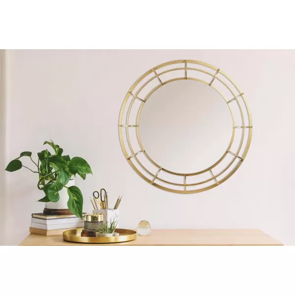 imageCreative CoOp Round Wire Framed Wall Mirror Gold
