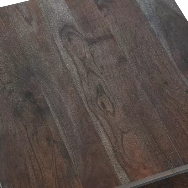 imageCreative CoOp Saratoga Rustic Solid Wood and Metal End Table with Storage Shelf Warm Walnut FinishBarn Door Grey