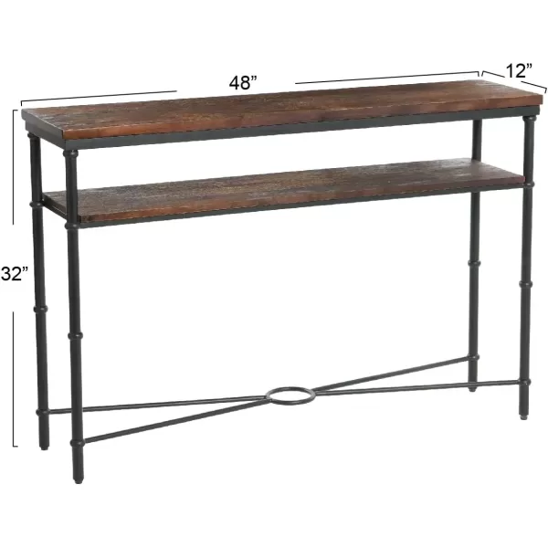 imageCreative CoOp Saratoga Rustic Solid Wood and Metal End Table with Storage Shelf Warm Walnut FinishBarn Door Grey