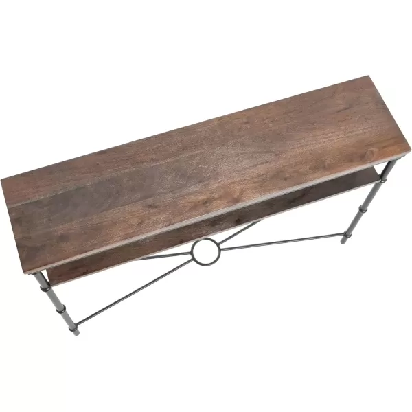 imageCreative CoOp Saratoga Rustic Solid Wood and Metal End Table with Storage Shelf Warm Walnut FinishBarn Door Grey