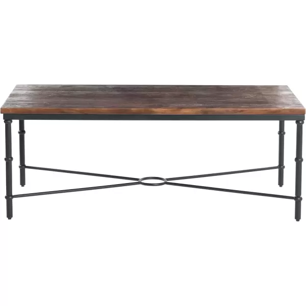 imageCreative CoOp Saratoga Rustic Solid Wood and Metal End Table with Storage Shelf Warm Walnut FinishBarn Door Grey