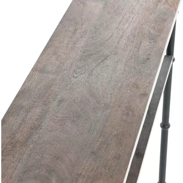 imageCreative CoOp Saratoga Rustic Solid Wood and Metal End Table with Storage Shelf Warm Walnut FinishBarn Door Grey