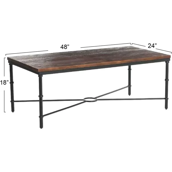 imageCreative CoOp Saratoga Rustic Solid Wood and Metal End Table with Storage Shelf Warm Walnut FinishBarn Door Grey