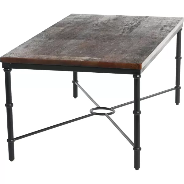 imageCreative CoOp Saratoga Rustic Solid Wood and Metal End Table with Storage Shelf Warm Walnut FinishBarn Door Grey