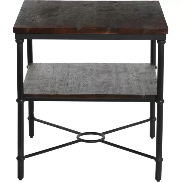 imageCreative CoOp Saratoga Rustic Solid Wood and Metal End Table with Storage Shelf Warm Walnut FinishBarn Door Grey