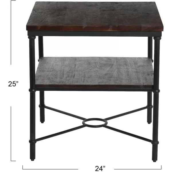 imageCreative CoOp Saratoga Rustic Solid Wood and Metal End Table with Storage Shelf Warm Walnut FinishBarn Door Grey
