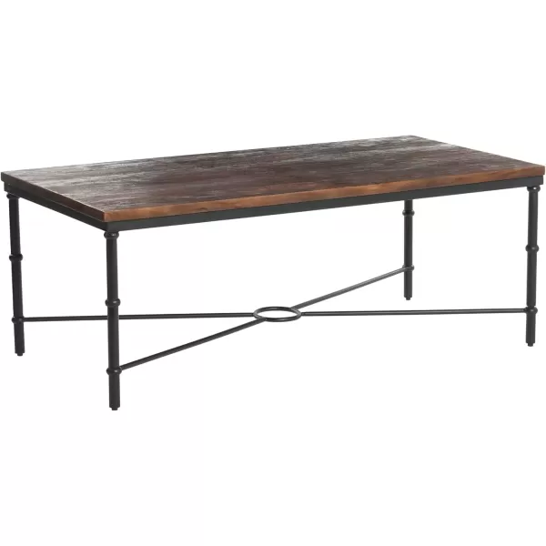 imageCreative CoOp Saratoga Rustic Solid Wood and Metal End Table with Storage Shelf Warm Walnut FinishBarn Door Grey