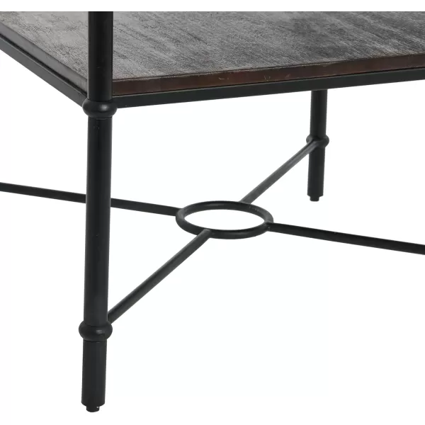 imageCreative CoOp Saratoga Rustic Solid Wood and Metal End Table with Storage Shelf Warm Walnut FinishBarn Door Grey
