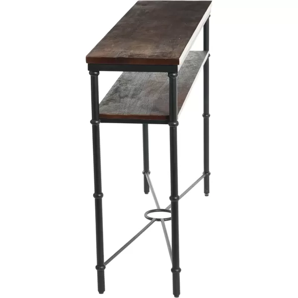 imageCreative CoOp Saratoga Rustic Solid Wood and Metal End Table with Storage Shelf Warm Walnut FinishBarn Door Grey