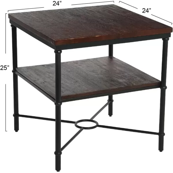 imageCreative CoOp Saratoga Rustic Solid Wood and Metal End Table with Storage Shelf Warm Walnut FinishDark Chestnut Finish