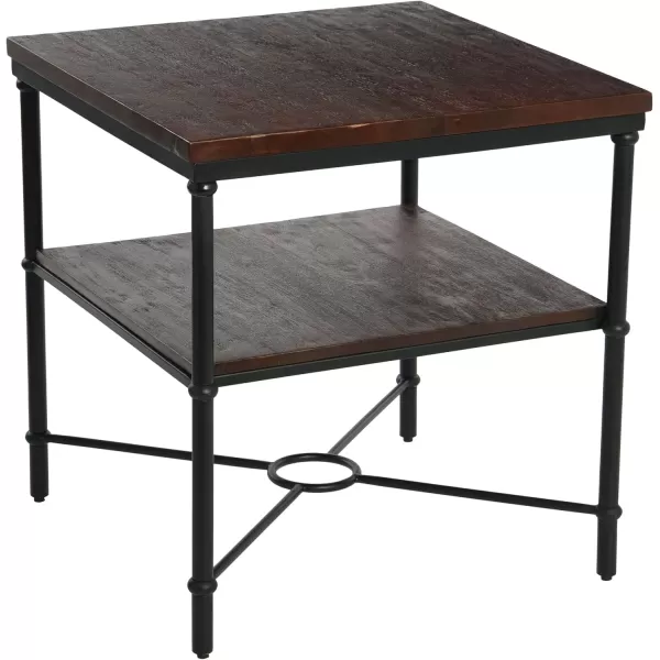 imageCreative CoOp Saratoga Rustic Solid Wood and Metal End Table with Storage Shelf Warm Walnut FinishDark Chestnut Finish